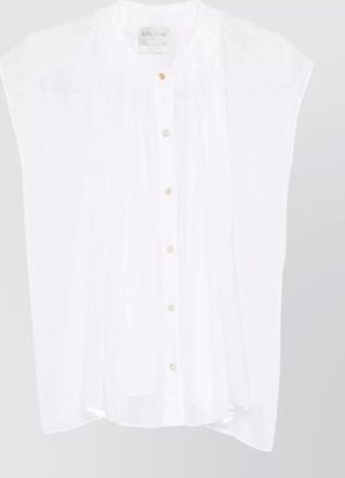 Forte_Forte cotton silk shirt round hem pleats sheer