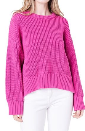 English Factory Oversize Rib Sweater in Magenta at Nordstrom, Size Medium