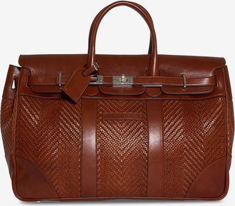 Brunello Cucinelli Rechteckige Reisetasche aus geflochtenem Leder