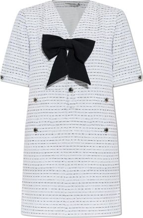 Alessandra Rich Tweed jurk met strik - Dames - Korte kleedjes - Wit - XS - Tweed - Kleedjes