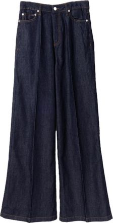 Officine G&eacute;n&eacute;rale Wijde broek met kledingwassing - Dames - Loose Fit Jeans - Blauw - W25 - Katoen - Jeans