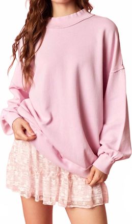 Peach Love California Sugar Cloud Mockneck Sweatshirt In Light Pink