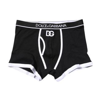 Dolce & Gabbana Geribbelde Logo Boxer Shorts - Heren - Ondergoed - Zwart - Maat: 2XS Katoen