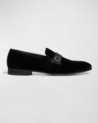 Ferragamo Mens Lapo Velvet Loafers