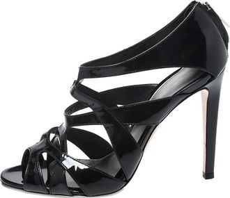 Gianvito Rossi Sandali a gabbia in pelle verniciata 105mm - Nero