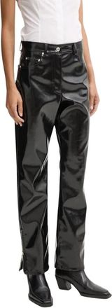 Msgm Lakleren Broek - Dames - Straight fit broeken - Zwart - S - Leer - Broeken