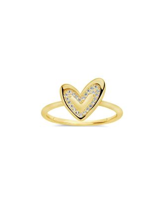 Sterling Forever 14K Over Silver Cz Mabel Heart Ring