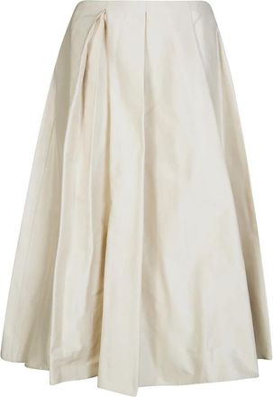 Max Mara Baschi Gonna con Cintura - Dames - Midirokken - Wit - M - Rokken