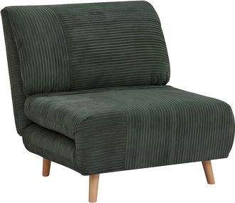 Vente-Unique Sill&oacute;n cama de terciopelo de canal&eacute; PALULA - Verde oscuro