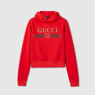 Gucci Cotton Jersey And Cashmere Sweatshirt With Print, Red