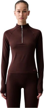 P.E Nation Routine Quarter Zip Long Sleeve Top - Dames - Longsleeves - Bruin - XS - Tops