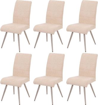 Hhg Hhg - Nunca Usado] Juego De 6 Sillas De Comedor 102, Silla De Cocina Sill&oacute;n, Acero Inoxidable Cepillado Tela/textil Chenilla Oeko-tex, Crema