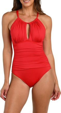 La Blanca Island Goddess Convertible High Neck One-Piece Swimsuit in Ruby at Nordstrom, Size 10