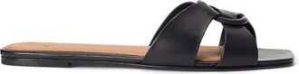 Polo Ralph Lauren Ring Leather Slide - Dames - Schoenen - Zwart - Maat: 40 EU Leer