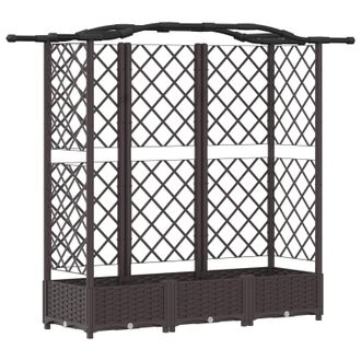 vidaXL Cama Elevada Con Trellis Y Techo Marr&oacute;n 163 X 40 X 126 Cm Pp Vidaxl