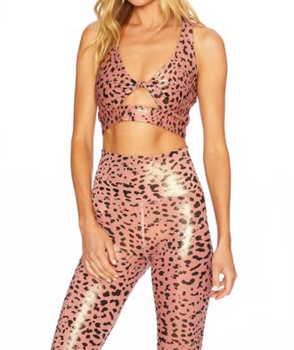Beach Riot Twist Top In Rose Leopard Shine
