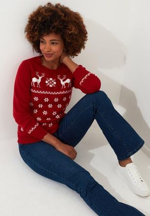 Joe Browns Novelty Holiday Snowflake Pullover Sweater in Red Reindeer at Nordstrom, Size Medium