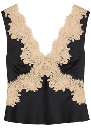Rixo Rixo Emmie Lace-trim Satin top - Black - 16 (UK 16 / XL)