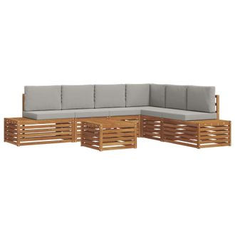 vidaXL Conjunto De Sof&aacute;s De Exterior 7 Pieza Gris Natural Y Claro Vidaxl