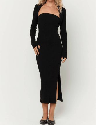 Bloomingdale's Allora Strapless Rib Combo Dress In Black