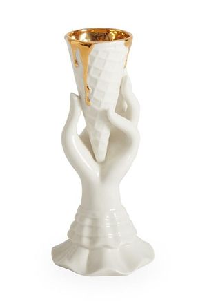 Jonathan Adler Gilded I-Scream Vase in White /Gold at Nordstrom