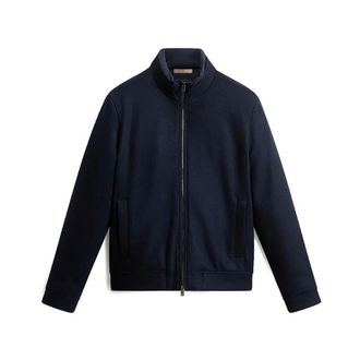 Woolrich Knitted Woollewis Bomber Woou 2024 - Heren - Vesten met rits - Blauw - XL - Wol - Hoodies & sweatvesten