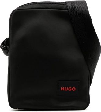 HUGO BOSS logo-patch messenger bag - men - Polyester - One Size - Black