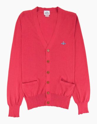 Vivienne Westwood Mens Vivienne Westwood Orb Logo Knitted Cardigan Pink - Size: 36
