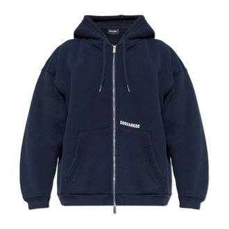 Dsquared2 Logo Sweatshirt - Heren - Vesten met rits - Blauw - XL - Katoen - Hoodies & sweatvesten