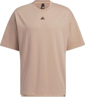 adidas Mens adidas Solid Color Logo Round Neck Sports Short Sleeve Gray Brown T-Shirt HS4380