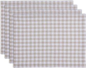 Solino Home Linen Placemats Set of 4, 14 x 19 Inch for Dining Table, Holiday and Everyday Table Decor - Gingham Check in Natural at Nordstrom, Size