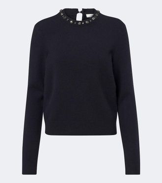 Vince Embellished wool and cashmere-blend sweater