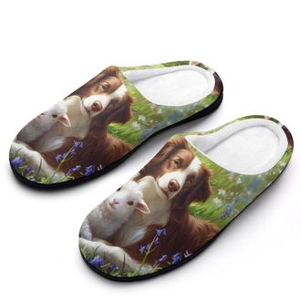 Generic Border Collie Dog Sheep Womens Slippers Warm House Slippers Indoor House Shoes with Anti-Skid Rubber Sole