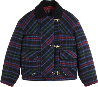 Fay Cropped Plaid Gold-Tone Toggle Jacket