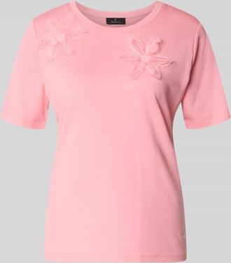 Monari Regular Fit T-Shirt mit floralem Zierbesatz in Altrosa, Gr&ouml;&szlig;e 38