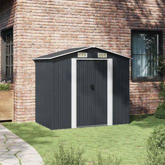 Berkfield Home Garden Storage Shed Anthracite Steel 204x132x186 cm in Charcoal | Size: 204 x 132 x 186 cm