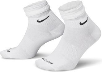 Nike Solid Color Logo Quick Dry Athleisure Casual Sports Knit Socks Unisex 2 Pairs White DH5485-100