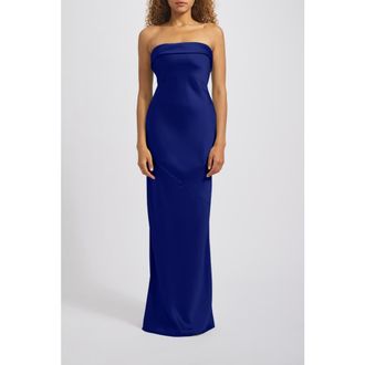 Amsale Strapless Bias-Cut Gown in Cobalt at Nordstrom, Size 12
