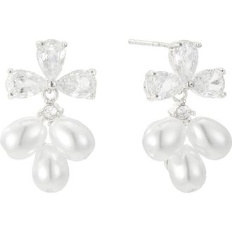 Untamed Petals Windsor Pearl Drop Earrings in Silver at Nordstrom
