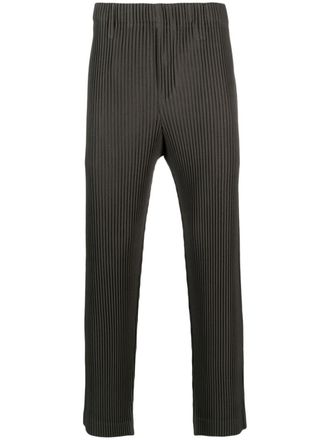 Homme Pliss&eacute; Issey Miyake pleated straight-leg trousers - Green