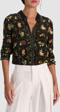 Alice & Olivia Willa Silk Top in Harvest at Nordstrom, Size X-Large