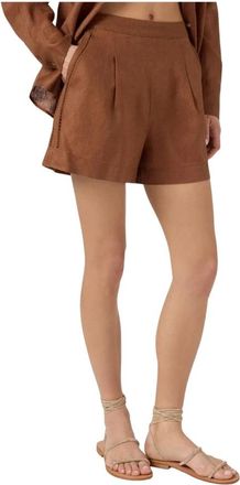MC2 Saint Barth Linnen Shorts - Dames - Korte Broeken - Bruin - S - Linnen - Korte Broeken