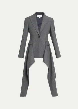 Michael Kors Draped Single-Button Wool Blazer