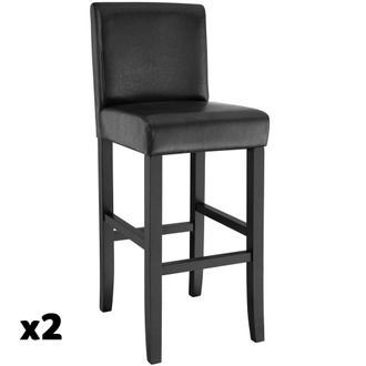 TecTake 2 taburetes altos acolchados, reposapi&eacute;s, altura 76 cm, negro