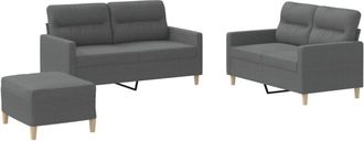 vidaXL Vidaxl - Juego De Sof&aacute;s Con Cojines 3 Piezas Tela Gris Oscuro