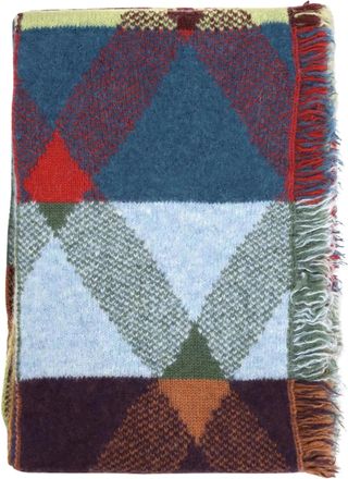 Dries Van Noten Geometric Floral Patchwork Scarf with Fringed Edges