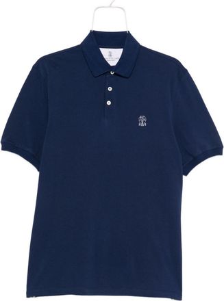 Brunello Cucinelli Navy Blue Logo Cotton Polo Shirt