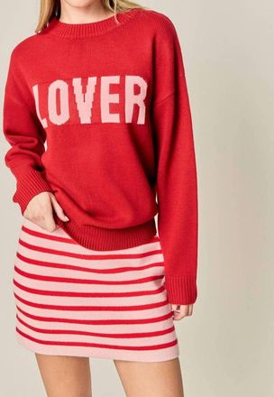 English Factory Crewneck Statement Sweater In Red/pink