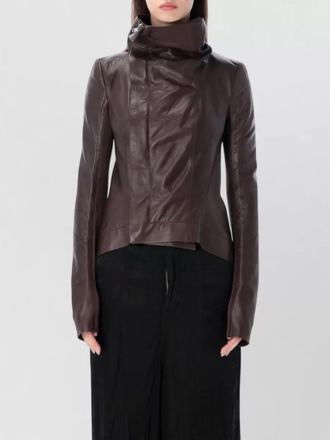 Rick Owens naska leather biker jacket curved hem