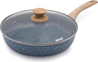 Bisetti Frying pan &oslash; 28 cm Pierre Gourmet with lid and handle design wood